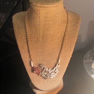 Betsey Johnson Gold and White Necklace with Red Accents